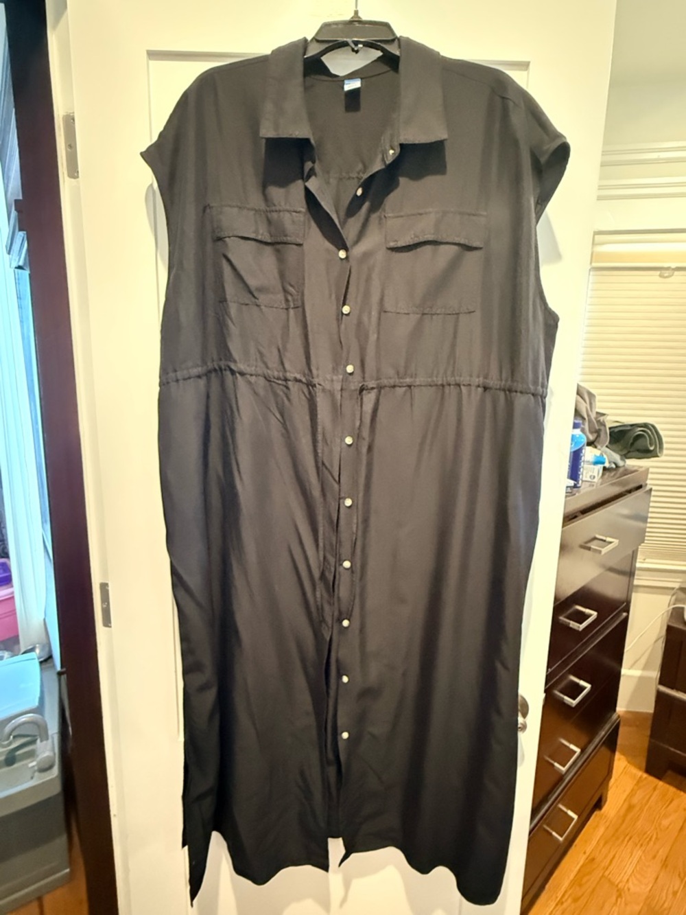 Old Navy Black Sleeveless Button-Down Shirt Dress Maternity XXL